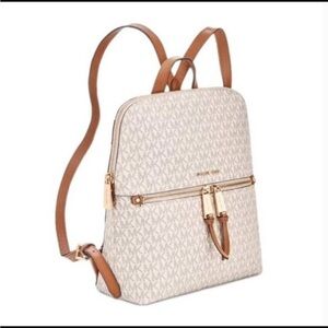 Michael Kors Women's Rhea Zip Medium Slim bag MK Signature Logo Backpack